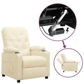 vidaXL Poltrona reclinável elevatória couro artificial cor creme