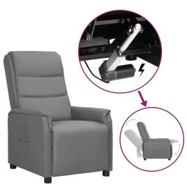 vidaXL Poltrona reclinável elevatória couro artificial cinzento