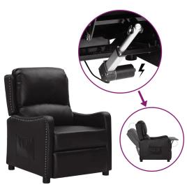 vidaXL Poltrona reclinável elevatória couro artificial preto