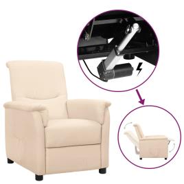 vidaXL Poltrona reclinável elevatória tecido cor creme