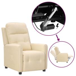 vidaXL Poltrona reclinável elevatória tecido cor creme