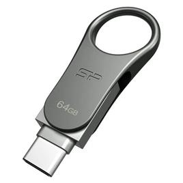 Memória USB Silicon Power C80 64 GB Preto titânio