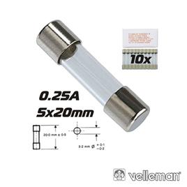 FUSÍVEL 5 x 20 mm RÁPIDO 0.25 A (10 unids/caixa)