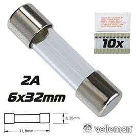 FUSÍVEL 6X32 FUSÃO RÁPIDA 2A (10X) VELLEMAN