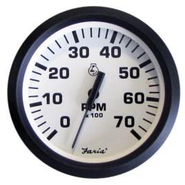 Faria Euro White Series 7000 Rpm Universal Tachometer Preto