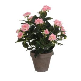 VASO CINZENTO COM ROSAS ROSA PVC