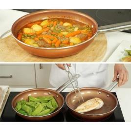 Set de 3 Sartenes de Cobre con Mango Fijo