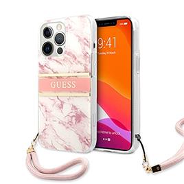 Capa Iphone 13 Pro GUESS Hard Case GUHCP13LKMABPI Marble Stripe Pink