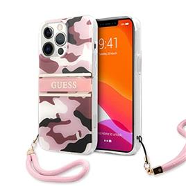 Capa Iphone 13 Pro GUESS Hard Case GUHCP13LKMABPI Camo Strap Pink