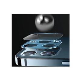 Protetor de Camara em Vidro Temperado Iphone 12 USAMS com Suporte Metalico Vermelho