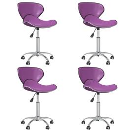 vidaXL Cadeiras de jantar giratórias 4 pcs couro artificial roxo