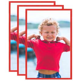 vidaXL Molduras para parede ou mesa 3 pcs 28x35 cm MDF vermelho