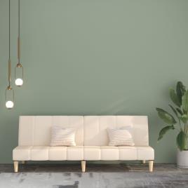 vidaXL Sofá-cama de 2 lugares tecido cor creme