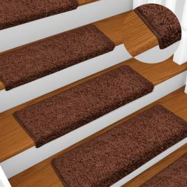 vidaXL Tapetes de escadas 10 pcs 65x25 cm castanho