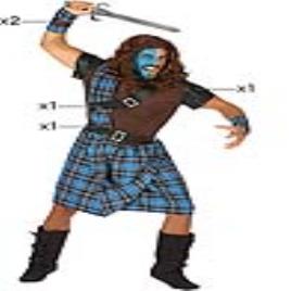 Fantasia para Adultos Escocês Azul (5 Pcs) - XXL