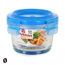 Lancheira Hermética  Redonda Cristal Azul - 970 cc- Ø 18 x 7,7 cm