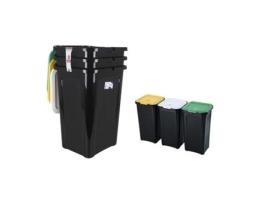 Caixote de Lixo para Reciclagem  44 L Preto (38,5 x 34,5 x 54,5 cm) (3 Uds)