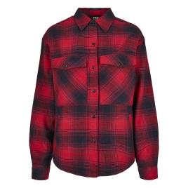 Urban Classics Shirt Woman Urban Classics Check Over Vermelho XS