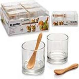 Conjunto de Copos Vivalto Com colher Bambu Cristal (2 Peças)