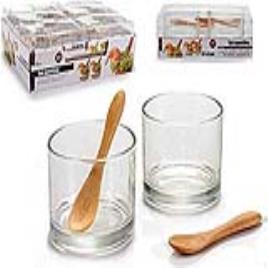 Conjunto de Copos Vivalto Com colher Bambu Cristal (2 Peças)