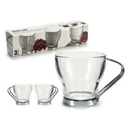 Conjunto de Chávenas de Café  Metal Cristal (100 ml) (3 Peças) (7 x 7 x 27,7 cm)