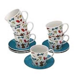 Conjunto de Chávenas de Café Porcelana (6 Peças)