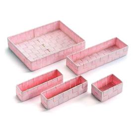 Conjunto de Caixas de Organização Empilháveis Têxtil (5 Peças) (6 x 34 x 26 cm)