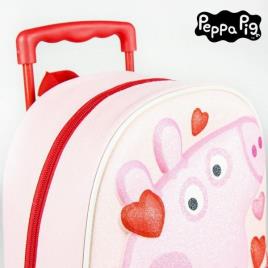 Mochila Escolar 3D com Rodas Peppa Pig Cor de rosa