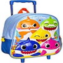 Mochila Escolar 3D com Rodas Baby Shark (26 x 31 x 10 cm)