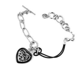 Bracelete feminino GC Watches CL107B01 Preto Pele Prata esterlina Prateado (19 cm)
