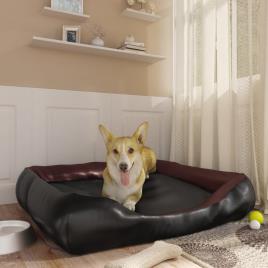 vidaXL Cama para cães 120x100x27 cm couro artificial preto e castanho