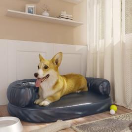vidaXL Cama p/ cães espuma ergonómico 60x42 cm couro artificial azul