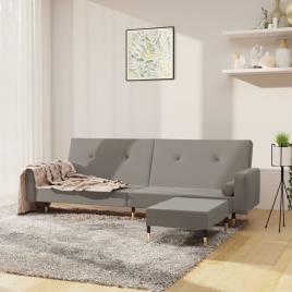 vidaXL Sofá-cama de 2 lugares com apoio de pés veludo cinzento-claro