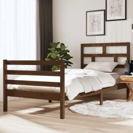 vidaXL Estrutura cama de solteiro 90x190cm madeira maciça castanho mel