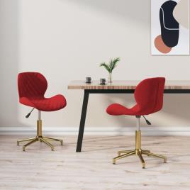 vidaXL Cadeiras de jantar giratórias 2 pcs veludo vermelho tinto