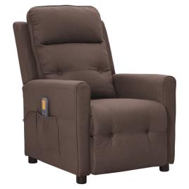 vidaXL Poltrona de massagens reclinável tecido cinzento-acastanhado