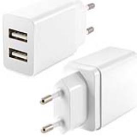 Carregador de Parede  2 USB 2.4A Branco