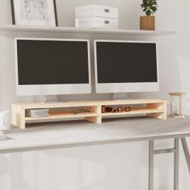 vidaXL Suporte para monitor 100x24x13 cm madeira de pinho maciça