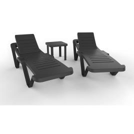 Garbar Master+androrra With Padlock Sun Loungers And Table 2 Units Cinzento