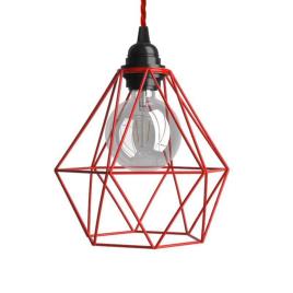 Creative Cables Textile Diamond Hanging Lamp 1 M With Light Bulb Vermelho