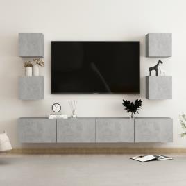 vidaXL 6 pcs conjunto de móveis de TV contraplacado cinzento cimento