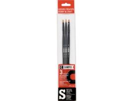 Conjunto de 3 Pincéis CAMPUS Hobby e Manualidades (Preto - Sintético)