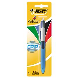 BIC Esferográfica Retrátil 4 Colours™ Grip, Ponta Média de 1 mm, Tinta de 4 Cores: Preto, Vermelho, Azul e Verde