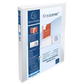 EXACOMPTA Dossier Kreacover® de 4 argolas em D de 20 mm, A4 Maxi, 185 folhas, Capas Personalizáveis, Lombada de Cartão com Polipropileno, Branco