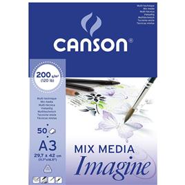 CANSON Bloco de Desenho Mix Media Imagine, A3, 200 g/m², 50 Folhas