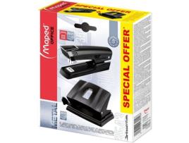 Conjunto Agrafador e Furador MAPED Agrafador E-3543 e Furador E-4024 Essentials Preto