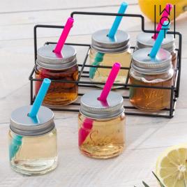 Copos de Shot com Tampas, Palhinhas e Cesto Metálico Wagon Trend (pack de 6)