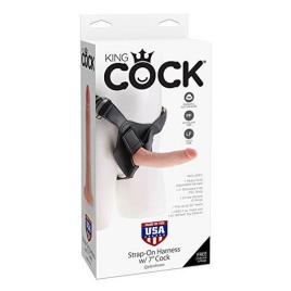 Arnês Strap-On com Pénis de 15,24 cm Cor de Pele King Cock NS7068