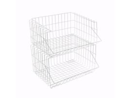 Cabaz Cromado (27 x 22 x 34 cm) Branco