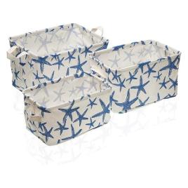 Conjunto de Cestas Blue Sea Têxtil Poliéster (3 Peças)